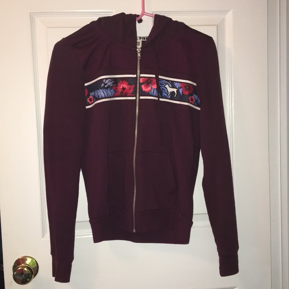 Pink zip up sweater